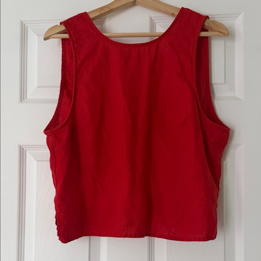 Madewell Vibrant Red 100% Linen Tie Back Tank Top